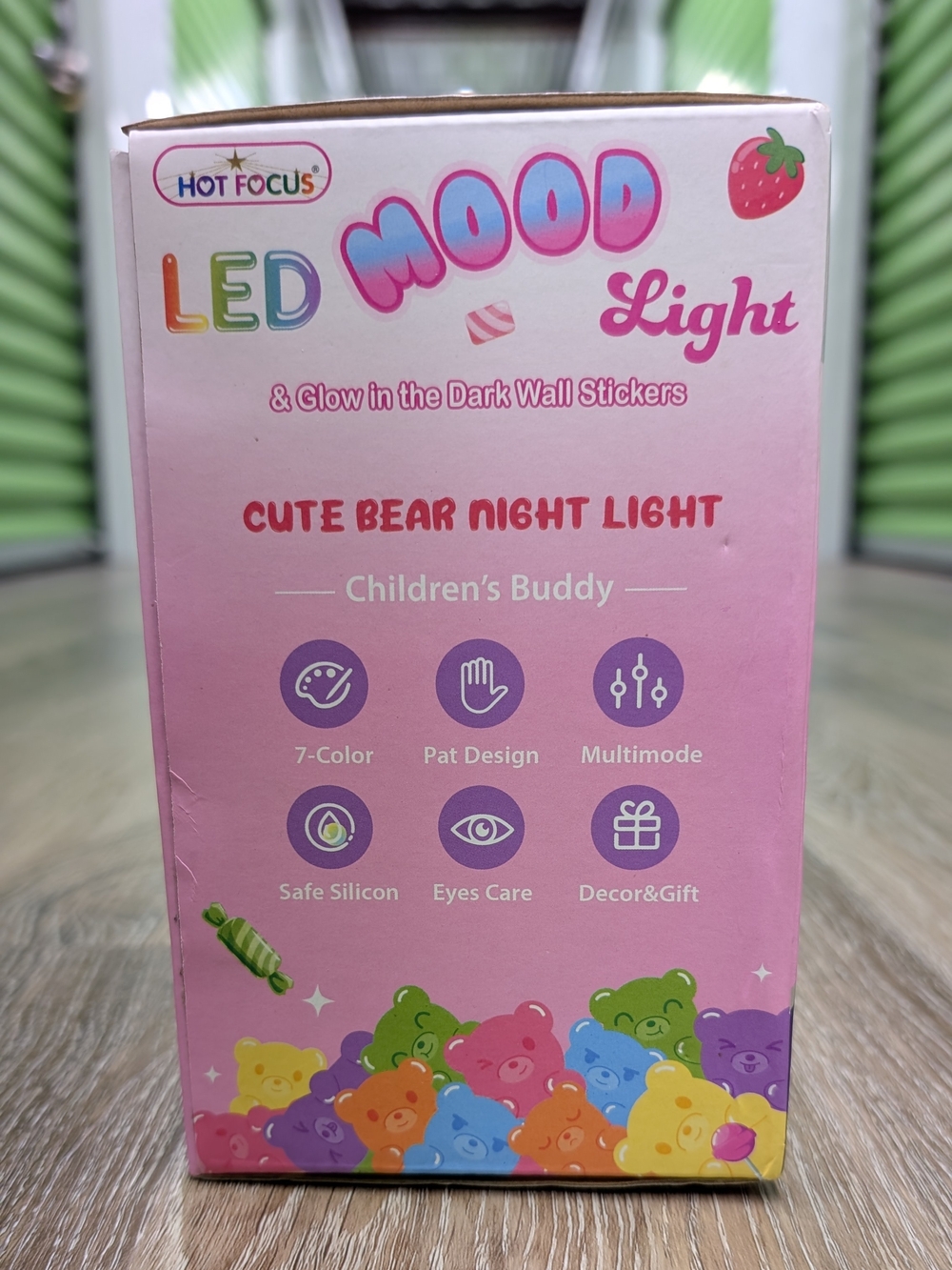 Hot Focus Sugar Crush LED Mood Light Bear Tap Lamp NIB Sealed Glow Dark Stickers - Picture 5 of 7